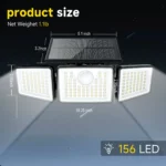 Kapwan 2 Pack Solar Lights Outdoor,156LED 2500LM Solar Flood Lights Waterproof,Motion Sensor Security Lights,Outdoor Security Lights 3 Modes for Yard,Garage,Patio - Image 2