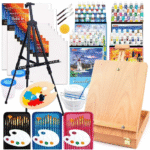 170 Pcs Artist Painting Set, Shuttle Art Deluxe Art Set with Paint, Aluminum and Wooden Easels, Canvas, Paper Pads, Brushes and Other Art Supplies, Complete Painting Kit for Adults, Artists