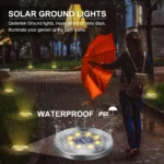 Toodour 12 Pack Solar Ground Lights Outdoor, 8 LED Waterproof Solar Powered in-Ground Disk Lights for Garden Patio Yard Lawn Driveway Pathway, Warm White - Image 2