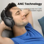 Noise Cancelling Headphones, Wireless Bluetooth Headphones, Over Ear Headphones with Microphone, Black, Q8 - Image 4