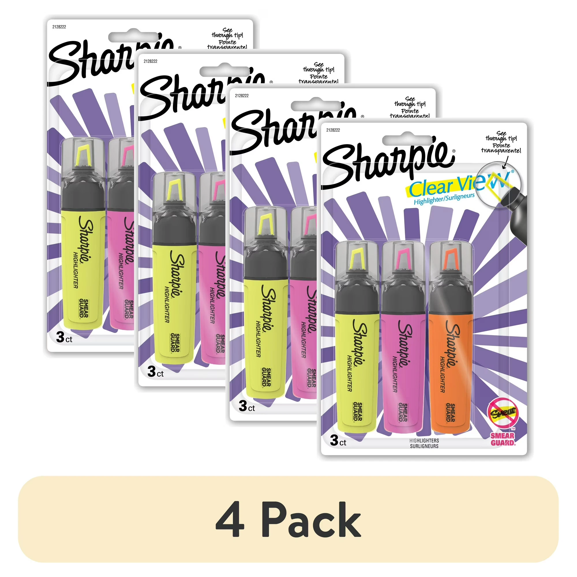 4-pack-Sharpie-Highlighter-Clear-View-Highlighter-with-See-Through-Chisel-Tip-Tank-Highlighter-Assorted-3-Count_eb468d3e-9586-461e-8e8d-aa33a7f41770.1a6b0f09cd3ba32ea690eba8c4a2736d (4 pack) Sharpie Highlighter, Clear View Highlighter with See-Through Chisel Tip, Tank Highlighter, Assorted, 3 Count - Image 1
