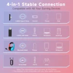 Wireless Gaming Headset for PS5, Switch, FONHAID Bluetooth Headphones with Microphone, 2.4GHz Wireless PS5 Headset with Microhphone, 40+H, Red&Blue - Image 3