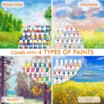 170 Pcs Artist Painting Set, Shuttle Art Deluxe Art Set with Paint, Aluminum and Wooden Easels, Canvas, Paper Pads, Brushes and Other Art Supplies, Complete Painting Kit for Adults, Artists - Image 8