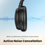 Noise Cancelling Headphones, Wireless Bluetooth Headphones, Over Ear Headphones with Microphone, Black, Q8 - Image 3