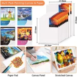 170 Pcs Artist Painting Set, Shuttle Art Deluxe Art Set with Paint, Aluminum and Wooden Easels, Canvas, Paper Pads, Brushes and Other Art Supplies, Complete Painting Kit for Adults, Artists - Image 7