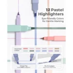 Four Candies 56 PCS Aesthetic Supplies with Pencil Case, 6 Multicolor Pen, 12 Pastel Highlighters, 5 Gel Pens Black Ink, 9 Mechanical Pencils for Stationary Set Preppy Stuff (Purple) (Copy) - Image 2