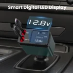 NEXPOW Retractable Car Charger Adapter,150W Fast Charger for Car, 4 in 1 Car Phone Charger with Cables(2.6ft),180° Adjustable,Voltage Display-Green - Image 4