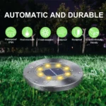 Toodour 12 Pack Solar Ground Lights Outdoor, 8 LED Waterproof Solar Powered in-Ground Disk Lights for Garden Patio Yard Lawn Driveway Pathway, Warm White - Image 3