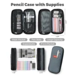 Four Candies 56 PCS Aesthetic Supplies with Pencil Case, 6 Multicolor Pen, 12 Pastel Highlighters, 5 Gel Pens Black Ink, 9 Mechanical Pencils for Stationary Set Preppy Stuff (Purple) (Copy) - Image 4