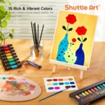 Shuttle Art 69 Pack Acrylic Paint Set, Acrylic Painting Set with 2 Pack of 15 Colors Acrylic Paint, 3 Sets of Wooden Easels, Canvas, Brushes & Palettes, Art Painting Supplies for Adults Beginner - Image 7