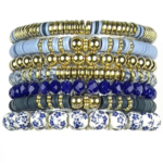 Cousin DIY Blue and White Heishi Stack Bracelet Kit, 564 Beads, Clay/Ceramic/Metal, Adult, 69995663
