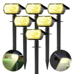 DAYBETTER Solar Lights Outdoor, IP65 Waterproof 64LEDs Dual-purpose Lights, Solar Spot Lights with 3 Brightness Modes for Garden Yard Patio Pool Driveway Walkway (6pack-Warm White)