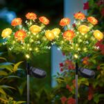 Qoosea Solar Lights Outdoor Waterproof, Yard Decorations Outdoor Solar Light up Flowers Solar Yard Lights, 2 pack LED Outdoor Solar Flowers Lights for Yard Garden Patio Home Decor
