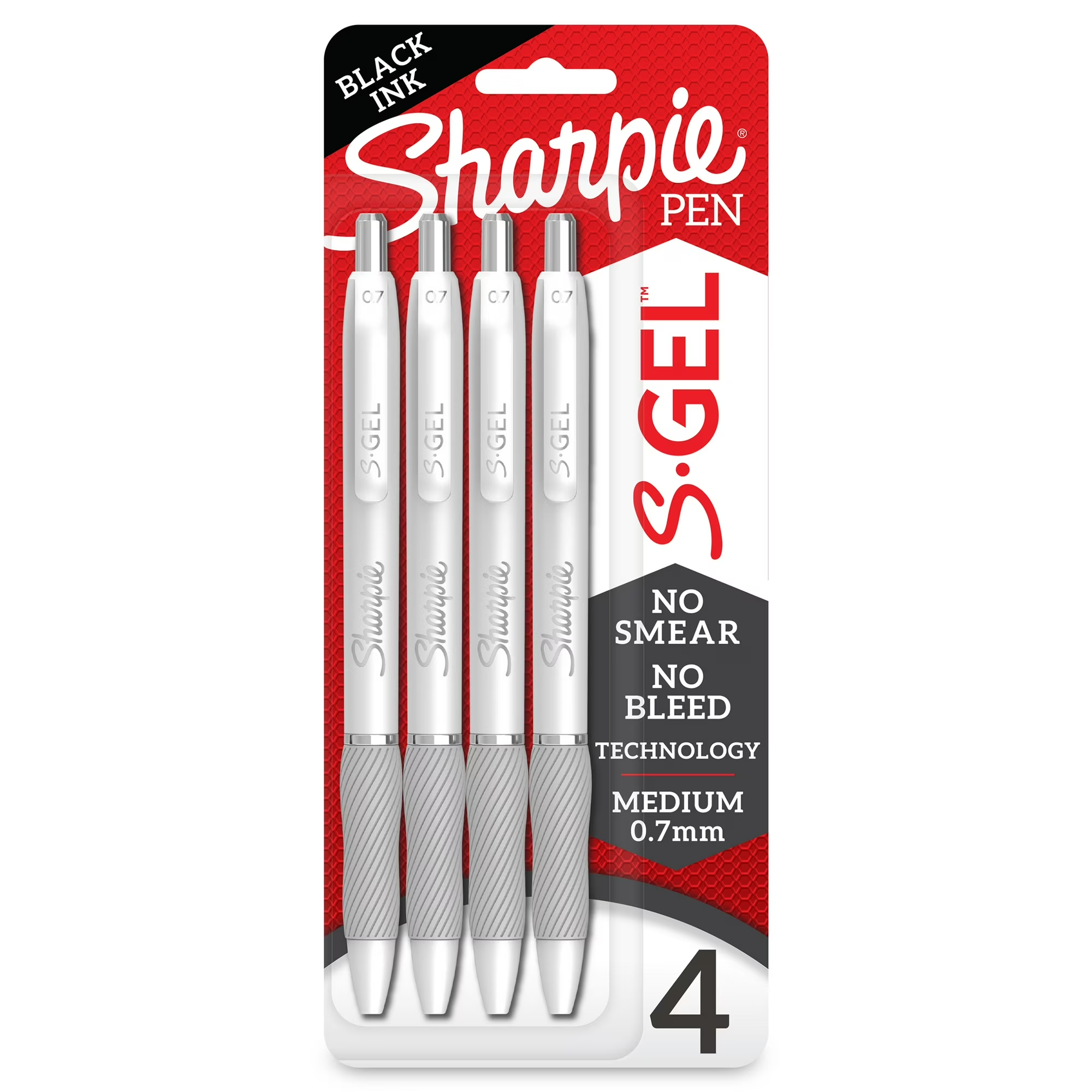 Sharpie-S-Gel-Gel-Pens-Medium-Point-0-7mm-Black-Ink-Pearl-White-Barrel-4-Count_9488cdf8-d18f-42ff-b9 Sharpie S-Gel, Gel Pens, Medium Point (0.7mm), Black Ink, Pearl White Barrel, 4 Count - Image 1