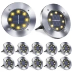 Toodour 12 Pack Solar Ground Lights Outdoor, 8 LED Waterproof Solar Powered in-Ground Disk Lights for Garden Patio Yard Lawn Driveway Pathway, Warm White - Image 8