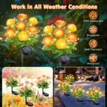 Qoosea Solar Lights Outdoor Waterproof, Yard Decorations Outdoor Solar Light up Flowers Solar Yard Lights, 2 pack LED Outdoor Solar Flowers Lights for Yard Garden Patio Home Decor - Image 5