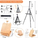 170 Pcs Artist Painting Set, Shuttle Art Deluxe Art Set with Paint, Aluminum and Wooden Easels, Canvas, Paper Pads, Brushes and Other Art Supplies, Complete Painting Kit for Adults, Artists - Image 3