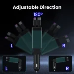 NEXPOW Retractable Car Charger Adapter,150W Fast Charger for Car, 4 in 1 Car Phone Charger with Cables(2.6ft),180° Adjustable,Voltage Display-Green - Image 7