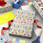 Hallmark Wrapping Paper Roll (Folk Art Animals) 20 Sq. ft. - Image 3