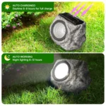 DAYBETTER Solar Rock Lights Outdoor, 2 Pack Super Bright Solar Spot Lights Outdoor - Image 7