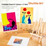 Shuttle Art 69 Pack Acrylic Paint Set, Acrylic Painting Set with 2 Pack of 15 Colors Acrylic Paint, 3 Sets of Wooden Easels, Canvas, Brushes & Palettes, Art Painting Supplies for Adults Beginner - Image 3