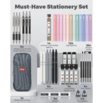 Four Candies 56 PCS Aesthetic Supplies with Pencil Case, 6 Multicolor Pen, 12 Pastel Highlighters, 5 Gel Pens Black Ink, 9 Mechanical Pencils for Stationary Set Preppy Stuff (Purple) (Copy) - Image 7