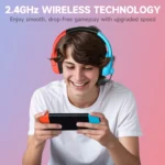 Wireless Gaming Headset for PS5, Switch, FONHAID Bluetooth Headphones with Microphone, 2.4GHz Wireless PS5 Headset with Microhphone, 40+H, Red&Blue - Image 7