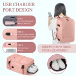 CshidWorld Travel Backpack for Women with USB Charging Port, TSA-Approved Laptop Backpack, Lightweight Carry On Backpack Fit 15.6” Laptop for Weekend Trips, Business Travel & Hiking, Pink - Image 2