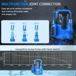 Upgraded Submersible Water Sump Pump，1/2 HP，4900 GPH，with Float Switch，Electric Thermoplastic Utility Pump，Portable Submersible Pump - Image 2