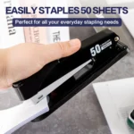 Deli Stapler Heavy Duty, 50 Sheet Capacity, Full Strip Staplers for Desk with 2000 Staples and Staple Remover, No Jam, Non-Slip Office Stapler with Staples for Office, Black - Image 4