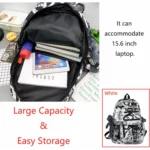 Large Capacity Backpack Cool Graffiti School bags Sports Travel Backpack College Bag with Pendant - Image 4