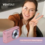 Vivitar Popsnap Compact Digital Camera, Pink, 16X Zoom, 1080p, Built-in Flash, Micro SD, Slim Lightweight Pocket Design - Image 2