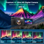 Digital Camera 4K 48MP Vlogging Camera for Youtube Autofocus 16X Digital Zoom Video Cameras with 32GB SD Card - Image 3