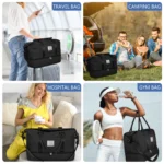 DAKOMM Women Travel Duffle Bag with Shoe Compartment, Carry on Overnight Bag Weekender Bag Travel Bag Duffel Tote Yoga Gym Bag with Wet Pocket and Toiletry Bag for Labor and Delivery, Black - Image 5