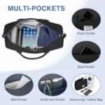 DAKOMM Women Travel Duffle Bag with Shoe Compartment, Carry on Overnight Bag Weekender Bag Travel Bag Duffel Tote Yoga Gym Bag with Wet Pocket and Toiletry Bag for Labor and Delivery, Black - Image 6