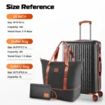 COBIZI Carry on Luggage Sets Hardside 20'' Carry on Suitcase with Spinner Wheels&TSA Lock,Lightweight 3 Piece Luggage Sets Black - Image 2