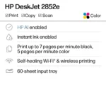 HP DeskJet 2852e Wireless All-in-One Color Inkjet Printer (White), Scanner, Copier, 3 months Free Instant Ink - Image 3