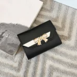 Ediodpoh Fashion ID Short Wallet Hit Color Women Bow Tie Hasp Purse Multiple Card Slots Clutch Bag Phone Bag Black - Image 3