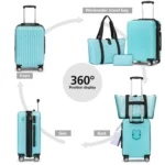 WEPLUS Hardside Carry On Luggage 3 Piece Luggage Sets TSA Lock Spinner Wheels 20" Suitcase with Cup Holder - Image 4