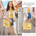 Gocvo Canvas Tote Bag for Women, Large Multi-Pocket Handbags for Woman, Crossbody Canvas Bag, Khaki - Image 2