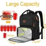 Matein 15.6in Laptop Backpack, Insulated Cooler Work Backpacks with Lunch Box and USB Port for Men Women, Black - Image 2