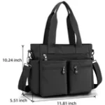 Gocvo Casual Tote Bags with Multiple Pockets, Nylon Large Capacity Crossbody Tote Bag, Working Bag for Ladies (Black) - Image 4