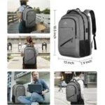 Matein 17'' Laptop Backpack, Flight Approved Carry on Travel Backpack with USB Charging Port and Luggage Strap for Men Women, Gray - Image 3