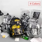 Large Capacity Backpack Cool Graffiti School bags Sports Travel Backpack College Bag with Pendant - Image 3