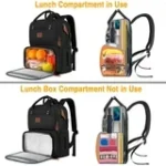 Matein 15.6in Laptop Backpack, Insulated Cooler Work Backpacks with Lunch Box and USB Port for Men Women, Black - Image 5