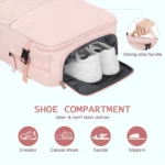 35L Travel Backpack, Carry on Luggage for Airplanes with 2 Packing Cubes, 15.6 inch Personal Item Travel Bag, Expandable Backpack with USB Charging Port & Shoe Pocket for Travel, Work,Pink - Image 4