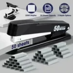 Deli Stapler Heavy Duty, 50 Sheet Capacity, Full Strip Staplers for Desk with 2000 Staples and Staple Remover, No Jam, Non-Slip Office Stapler with Staples for Office, Black