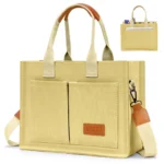 Gocvo Canvas Tote Bag for Women, Large Multi-Pocket Handbags for Woman, Crossbody Canvas Bag, Khaki