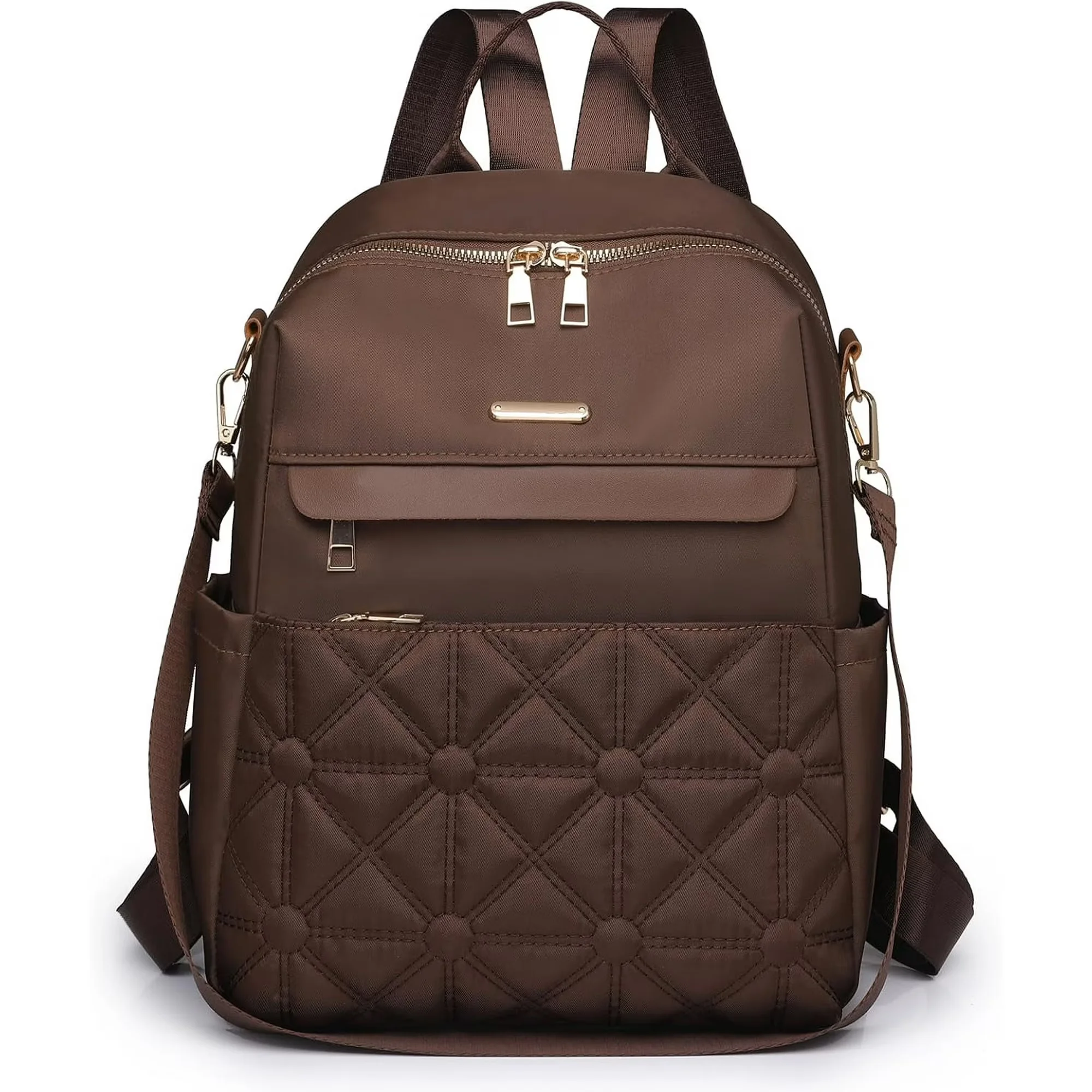 MMYGU-Nylon-Backpack-Purse-for-Women-Fashion-Multipurpose-Handbag-Ladies-Shoulder-Bags-Quilted-Casual-Travel-Backpack-Brown_8e782404-abea-4eb9-b257-9e3957b54a1d.16fbe5242beb4566cb8646031218a3f2 MMYGU Nylon Backpack Purse for Women Fashion Multipurpose Handbag Ladies Shoulder Bags Quilted Casual Travel Backpack Brown - Image 1