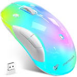 memzuoix Wireless Rechargeable RGB Mouse, 2.4G with USB Receiver, 5-Button, 1200 DPI, Ambidextrous Design for PC, Laptop, Desktop, Chromebook, Mac –Blue